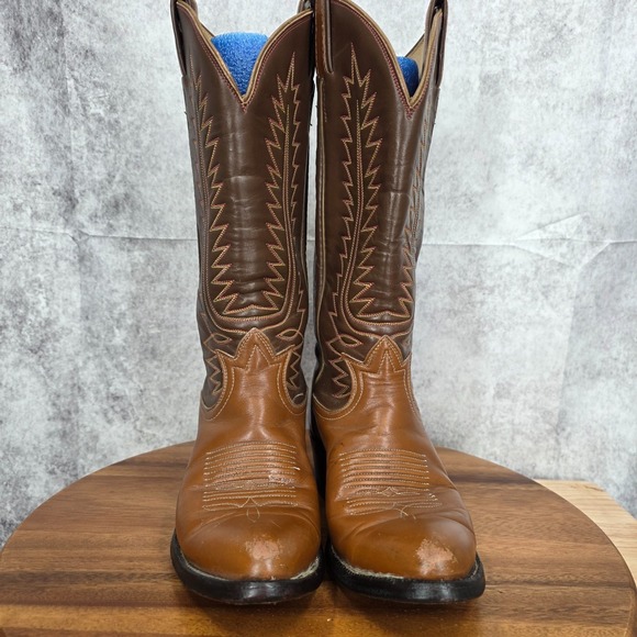 Vtg Tony Lama Western Boots Mens 7 B‎ Brown Leather Cowboy Botas Rodeo Vaquero - Picture 3 of 13